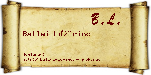 Ballai Lőrinc névjegykártya